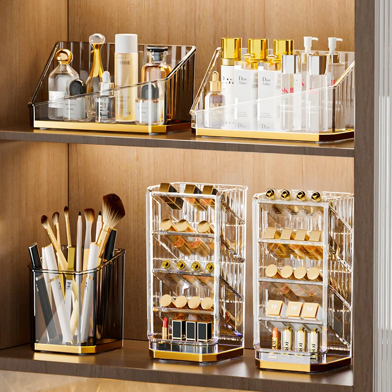 Luxury Makeup Organizer Desktop Bathroom Makeup Brush Storage Box Office Pen Box Makeup Brush Organizer Lipstick Storage Box 2