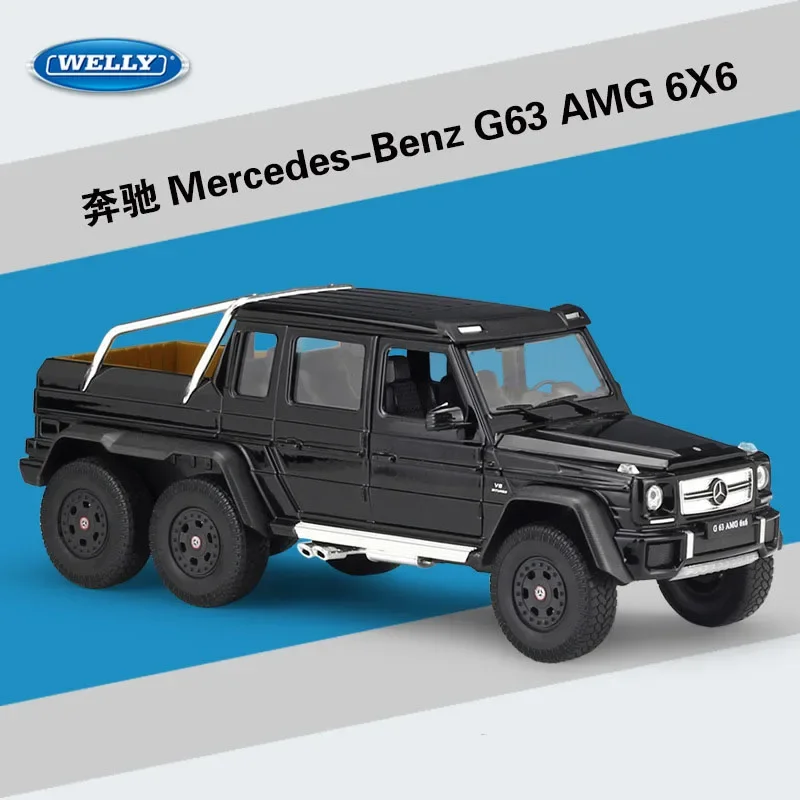 

Diecast WELLY 1:24 Scale Mercedes Benz Large G 63AMG 6X6 Off-road Vehicle Simulation Alloy Finished Black Car Model Toy Gift