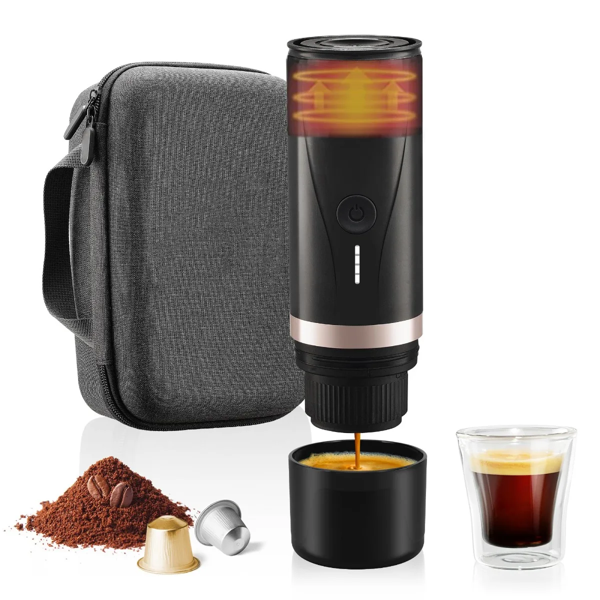 

Portable Capsule Coffee Machine Quickly Heats and Brews Coffee Capsules and Coffee Powder for Car Camping Travel Outdoor