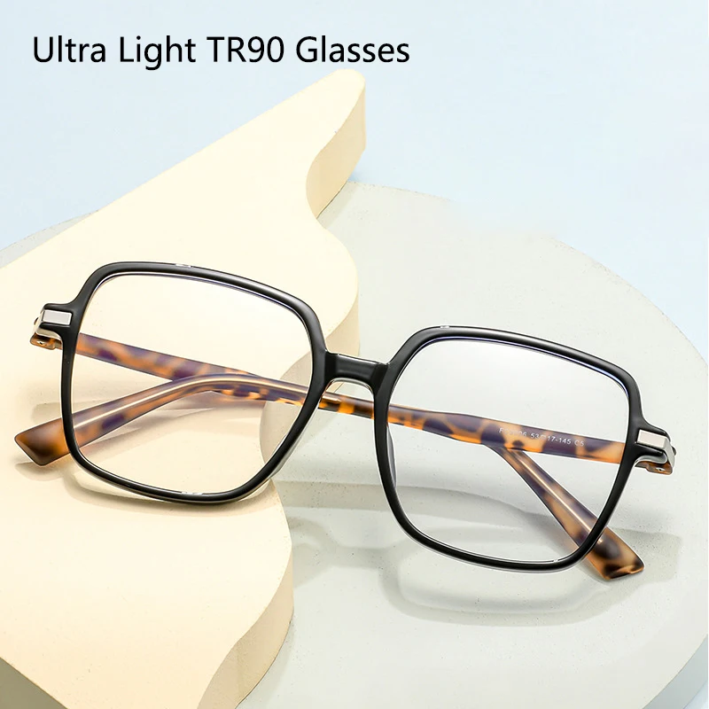

Optical Prescription Eyeglasses Woman New Fashion Vintage Ultra Light TR90 Transparent Spectacle Man Large Frames Black 9006