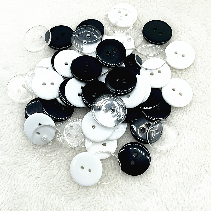 Description Picture 2 of item9mm---34mm Two Holes Transparent White Small Buttons Bread Round Resin Sewing Buttons Diy Clothing Accessories