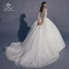 Long Sleeve Wedding Dress 2025 Luxury Shiny Appliques Beaded Ball Gown Princess Bride SwanSarah AV01 customized Vestido De Novia 3