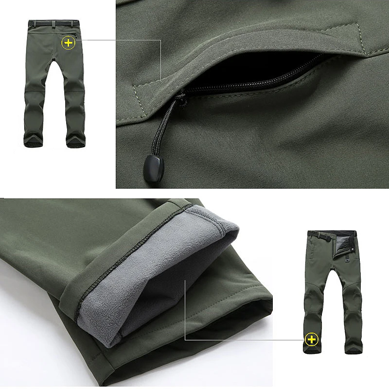 JNLN Men's Winter Fleece Pants Hiking Climbing Camping Waterproof Work Pants Outdoor Sports Mountaineering Skiing Warm Trousers hiking pants