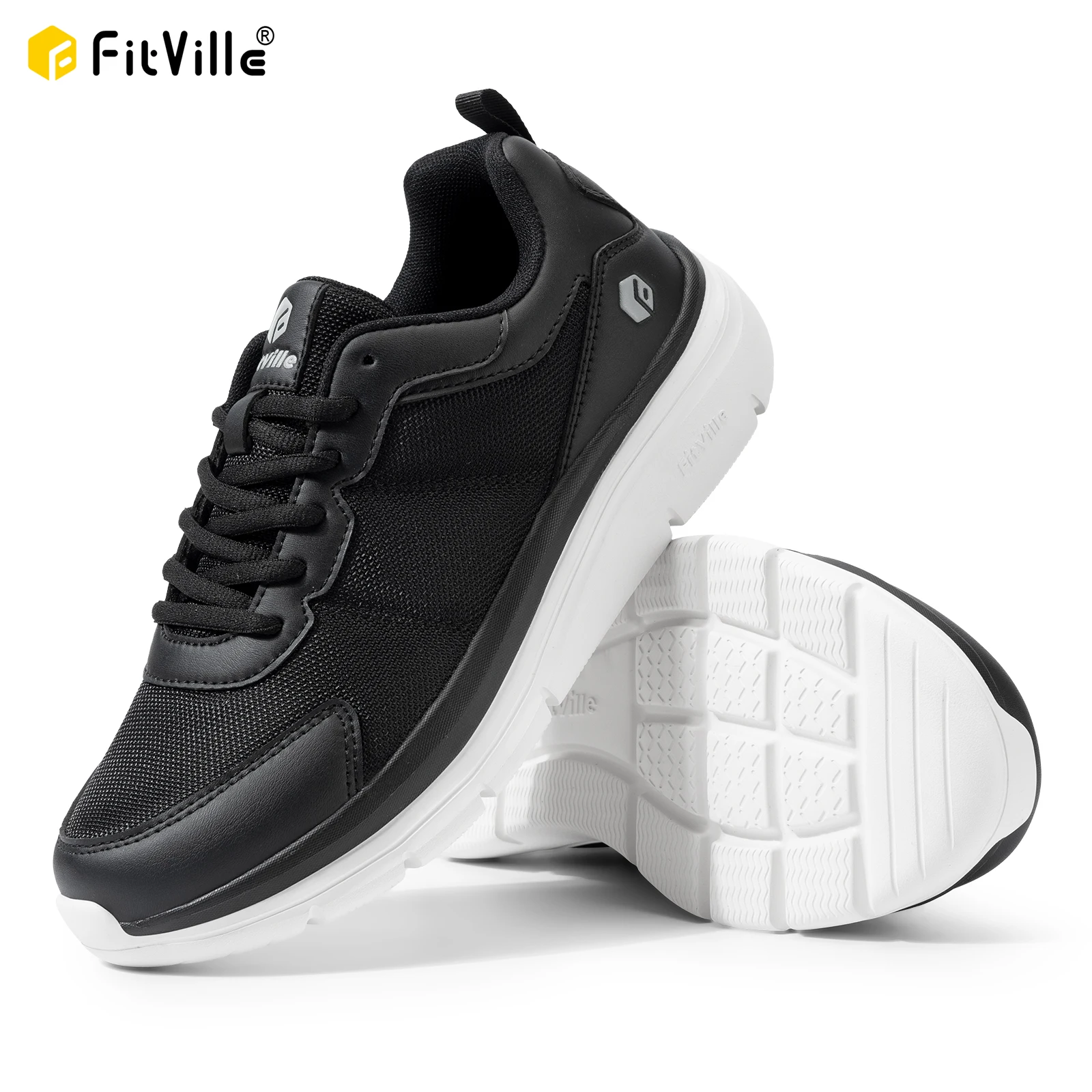 FitVille-Chaussures de marche décontractées pour hommes, baskets légères, largeur large, Max baume amorti, fasciite plantaire, instituts