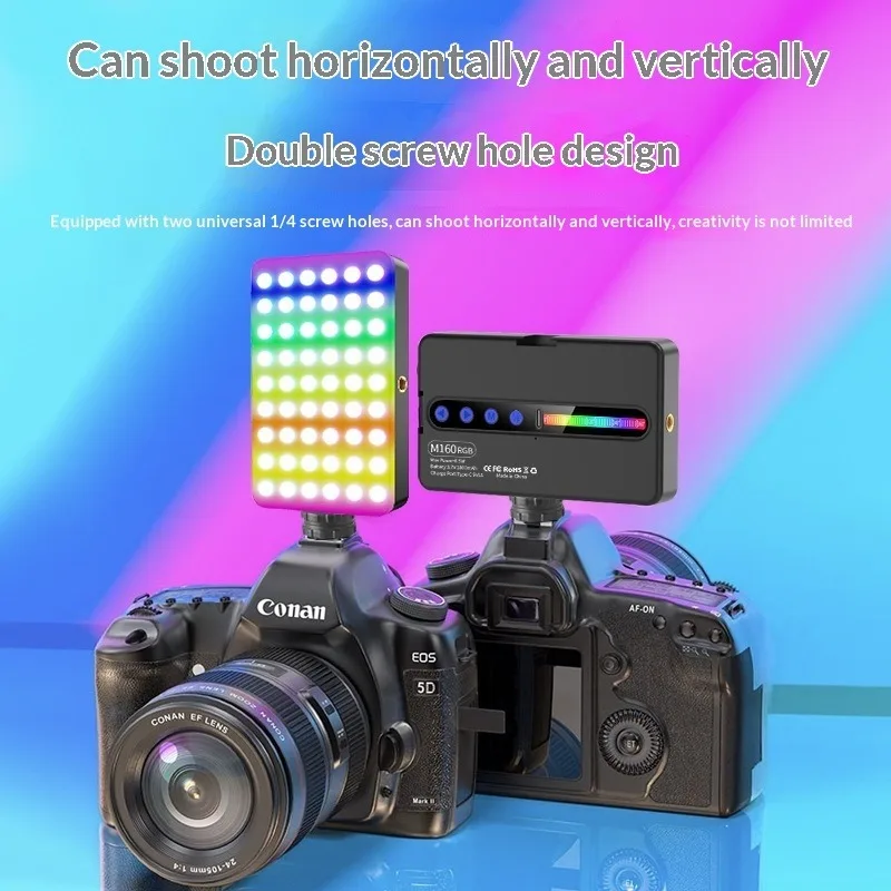Luz LED Cuadrada Portátil RGB a Todo Color, Luz de Relleno para Fotografía Móvil, Lámpara de Bolsillo Práctica para Grab
