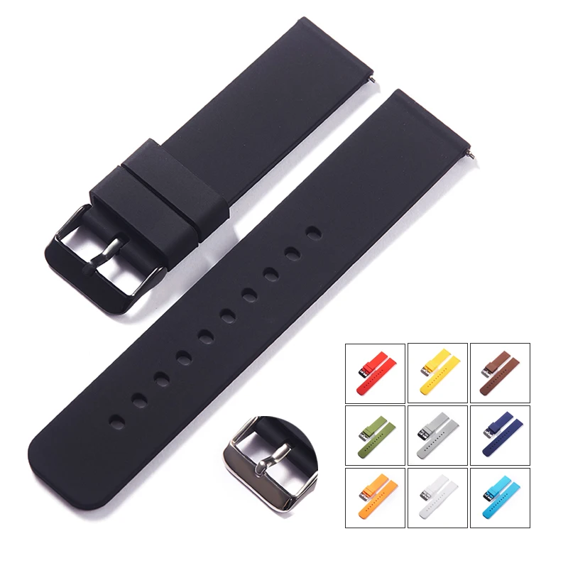 Waterproof Silicone Quick Release Watch Band - Soft Rubber Strap Bracelet