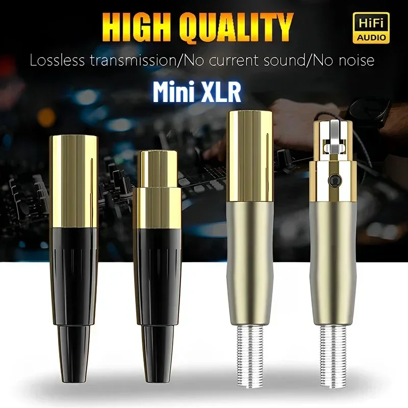 미니 XLR 남성(여성) 플러그 3핀(4핀) XLR 오디오 마이크 커넥터, 맞춤형 전문 장비 바디팩 이어폰용