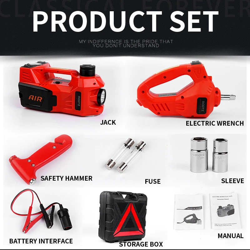 DC12V Car Electric Jack Electric Wrench Car Tire Changing Tool 5T Lift 15-450mm Lifting Height Portable Auto Repair Tool