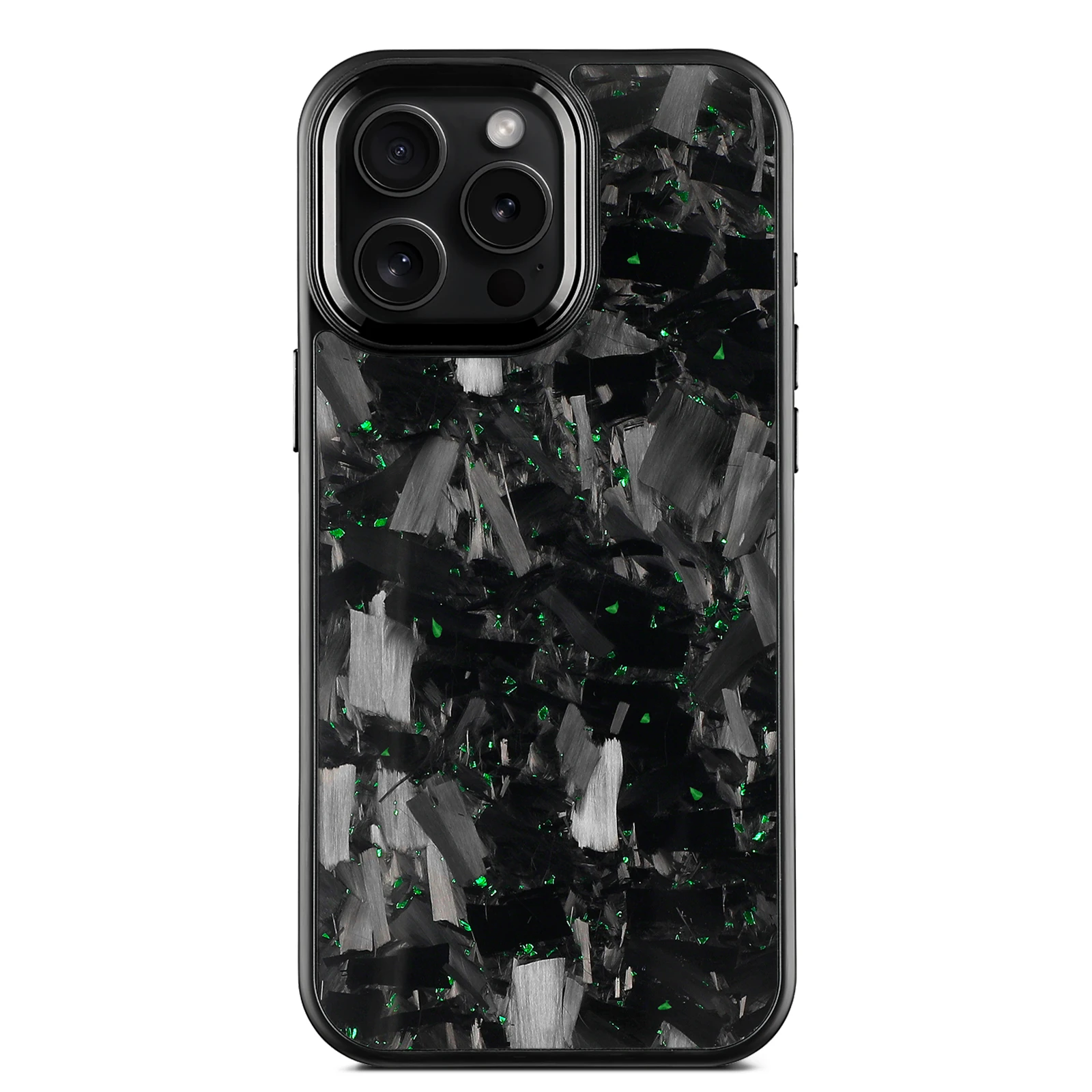 Magnetic Forged Carbon Fiber Phone Case with Metal Lens and Buttons for Car MagSafe Holder Charger