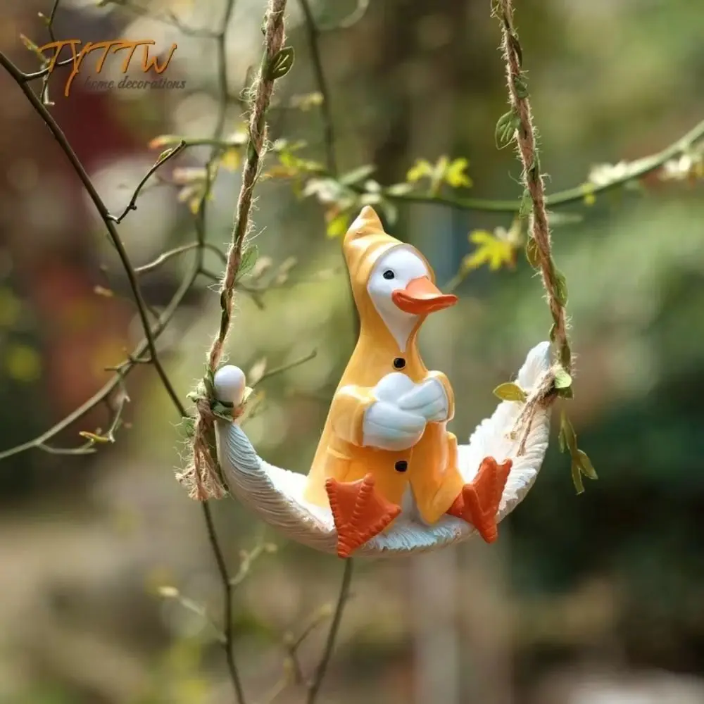 Resin Rabbit Swinging Garden Decoration Waterproof Pendant Rabbit Swing Miniature Figures Tree Animals Crafts