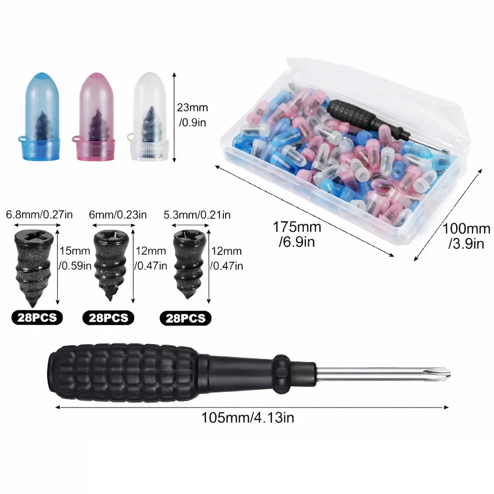 10-84개 고무 타이어 못, 오토바이 펑크 수리 키트 (스크류드라이버, 진공 타이어 고무 못 포함) 타이어 수리 도구