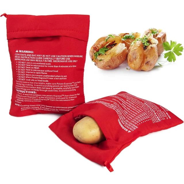 Sac de pommes de terre au micro-ondes réutilisable Express sac de cuiseur de pommes de terre au four pommes de terre parfaites 4 minutes pochette de cuisson rouge 1