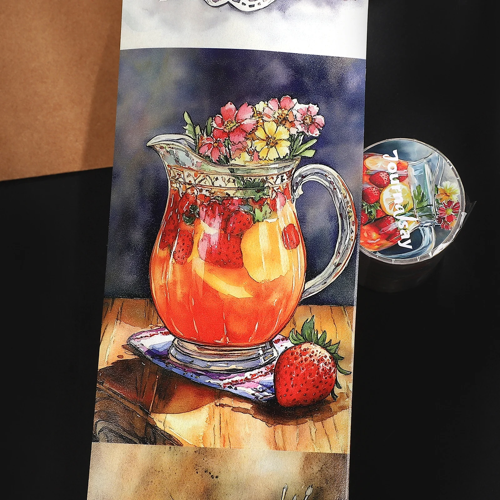 80mm*200cm 빈티지 딸기 꽃 풍경 와시 테이프 크리 에이 티브 DIY 저널 재료 콜라주 스크랩북 편지지