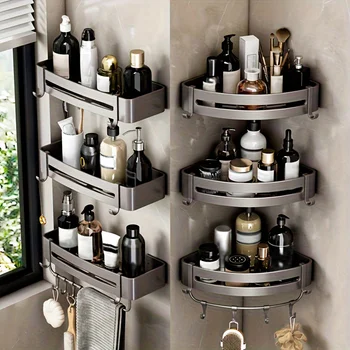 No-Drill Bathroom Corner Shelf 1