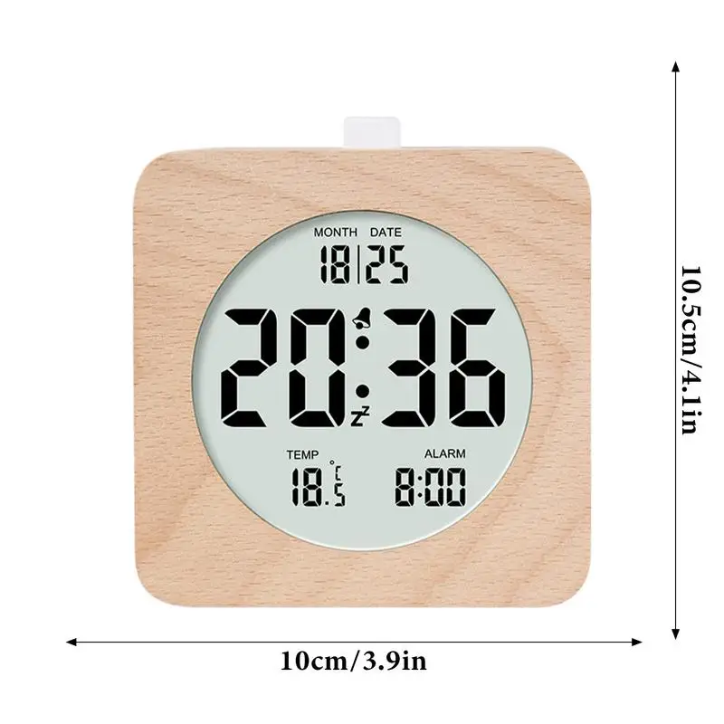 Electric Desk Clock Small Battery Alarm Clock Wooden Clock with Snooze and Nightlight Battery Powered Alarm Clock for Home 6