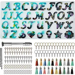 Alphabet Epoxy Resin Mold Kit Mixed Style Silicone Letters Casting Molds Set for DIY Keychain Pendant Jewelry Making Accessories