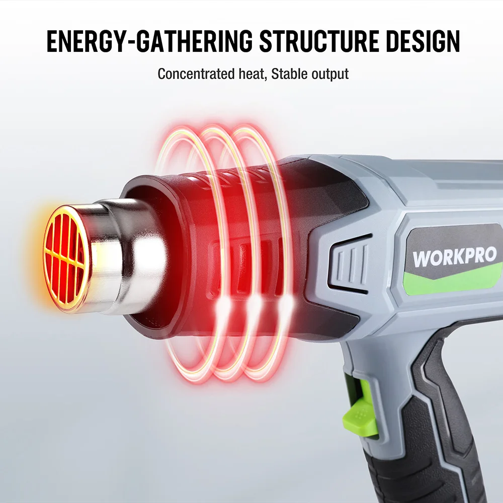 WORKPRO 2000W VDE Plug Industrial Electric Hot Air Gun Thermoregulator Heat Guns Shrink Wrapping Thermal Heater Nozzle 4
