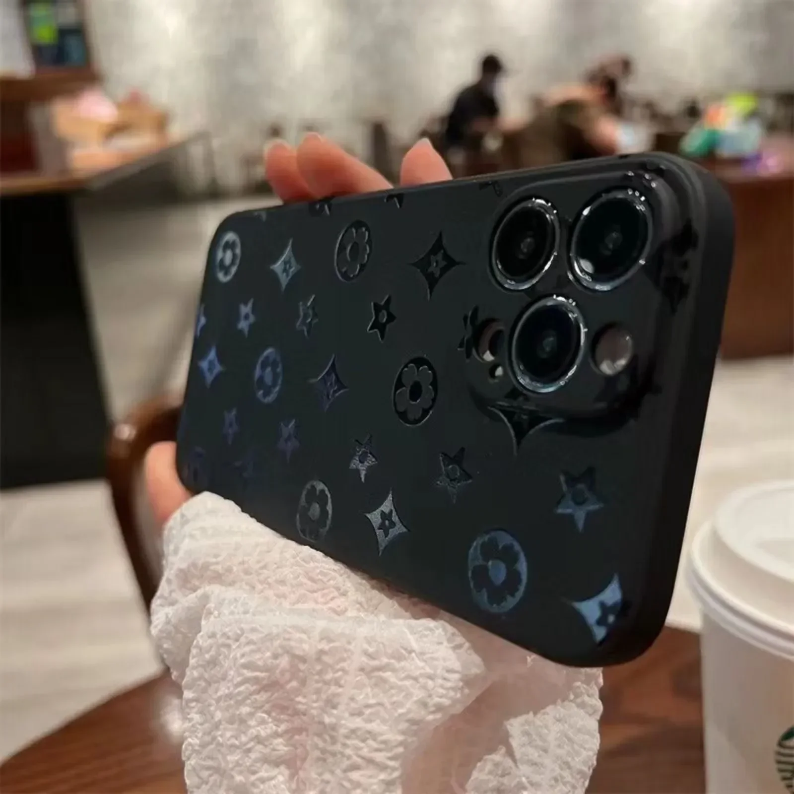 Retro Classic Monogram Soft Silicone Phone Case For iPhone 15 14 13 12 11 Pro Max 7 8 Plus + X XS XR Max Fall Resistant Dirt