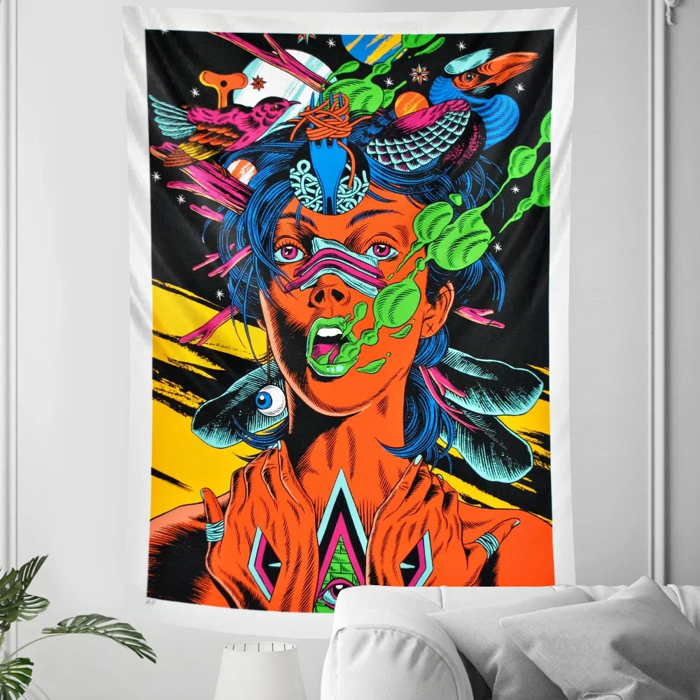 

Abstract comics psychedelic scene home decor art tapestry mandala tapestry bohemian decor sofa blanket sheets