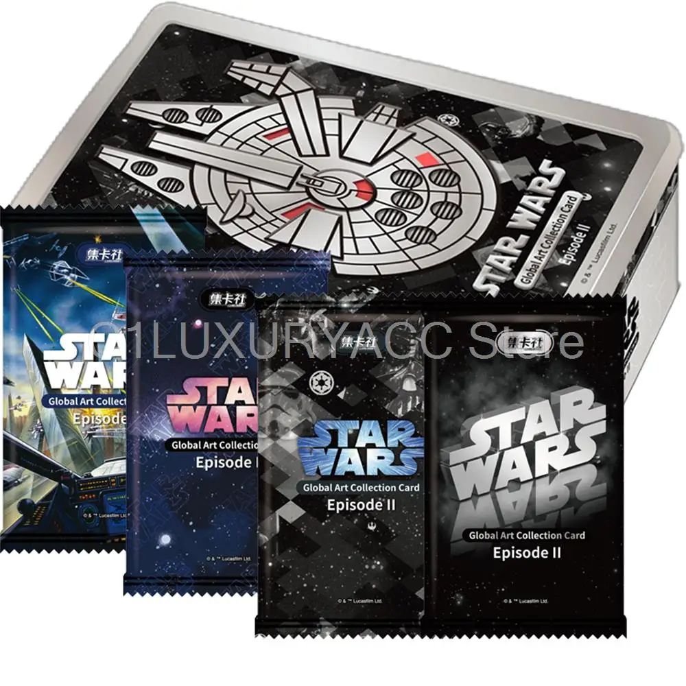 

Original Disney Star Wars Global Art Series Collection Card Box Anime Limited Metal Embossed Spaceship Cards Children Toy Gifts