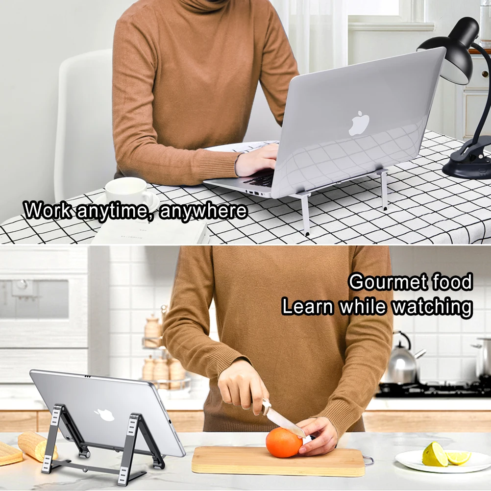 Oatsbasf 미니 노트북 홀더 Macbook Pro Air iPad 노트북 태블릿 홀더 3 in1Portable 스탠드 용 알루미늄 조절 식 전화 스탠드