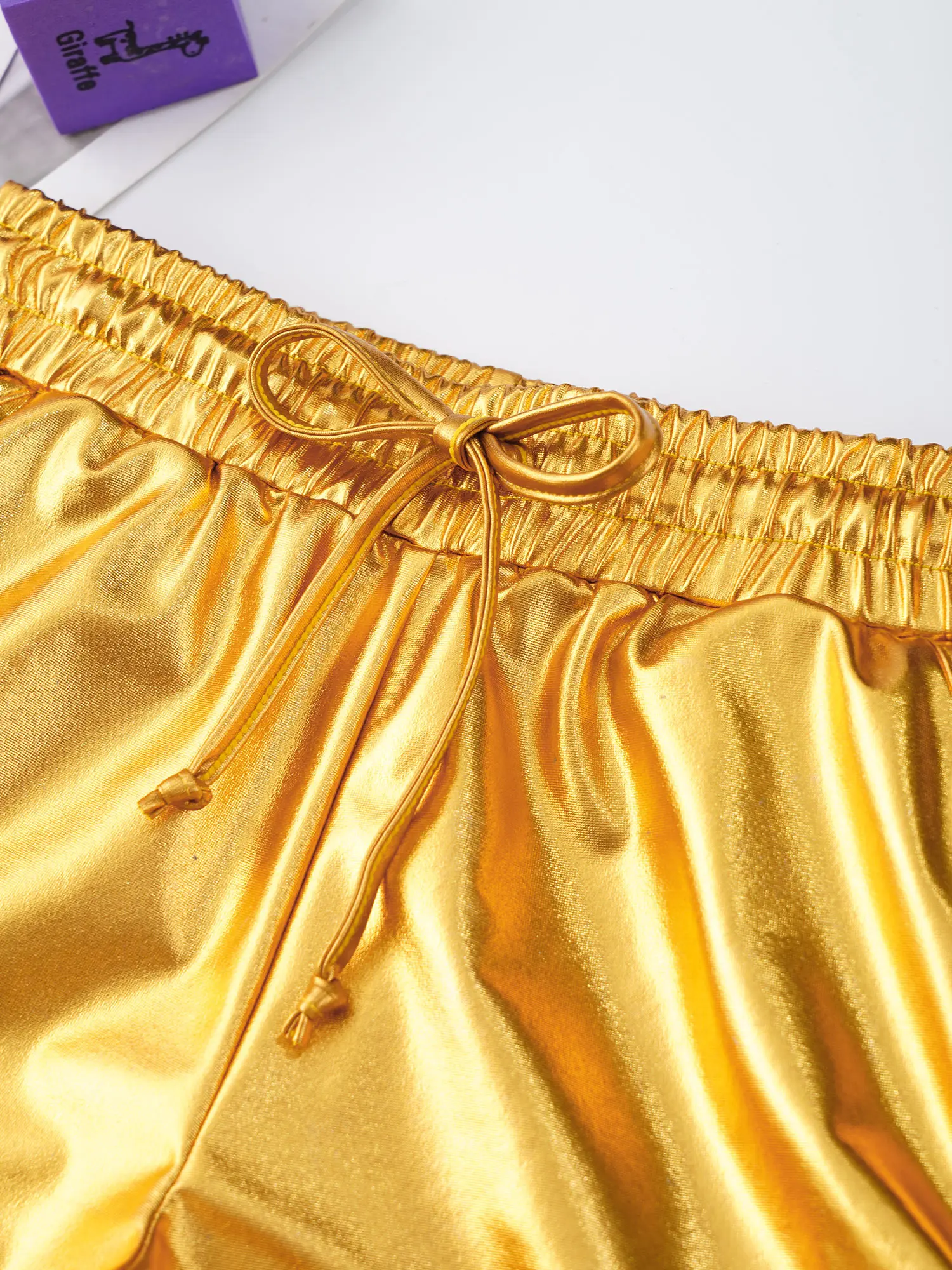 Metallisch glänzende Hip-Hop-Jazz-Tanz-Shorts für Mädchen, Kordelzug, elastischer Bund, Hotpants für Schule, Show, Cheerleading-Auftritt – Detail 39
