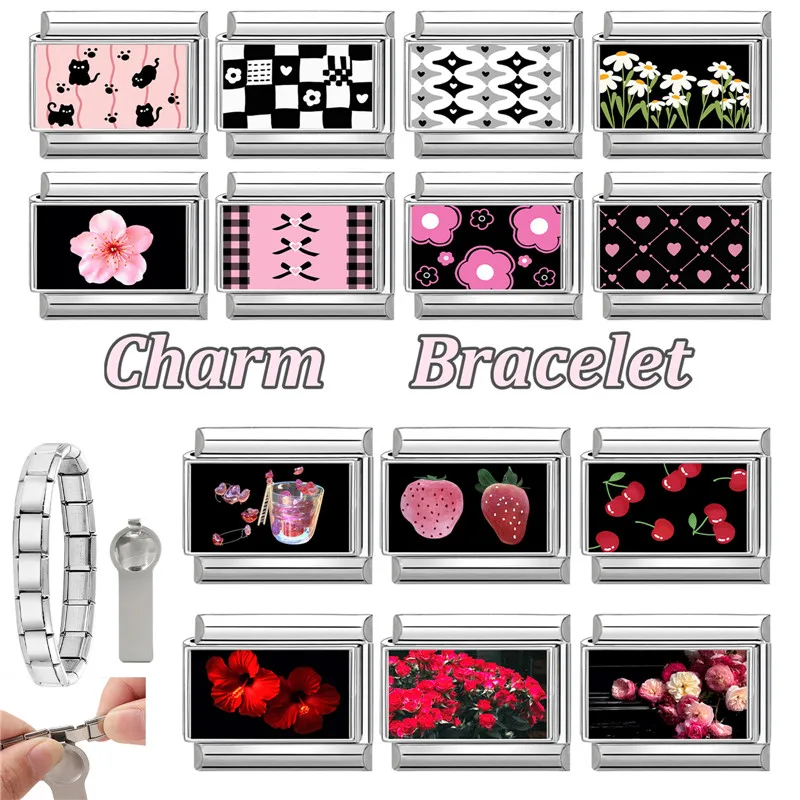 Charm Links Fit 9mm Stainless Steel Bracelet Men Women DIY Making Jewelry