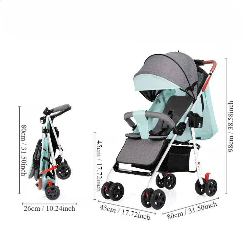 Baby Stroller Sit & Lying Compact & Airplane-Friendly Travel Stroller One Click Folding for Infant