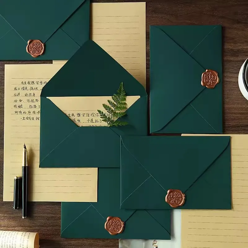 5pcs Solid Green Paper Envelopes for Letters Cards kraft paper envelopes mailing envelopes