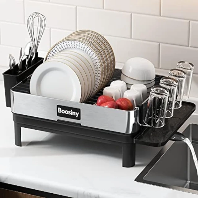 Boosiny Dish Racks for Kitchen Counter, 304 Stainless Steel Large Dish Rack  and Drainboard Set, . Size Dish Drainer with - AliExpress