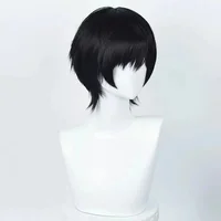 Yoshida Hirofumi Anime Chainsaw Cosplay Perruque, Cheveux Synthétiques, Noir, Court, Degré de Chaleur, ixHomme 2