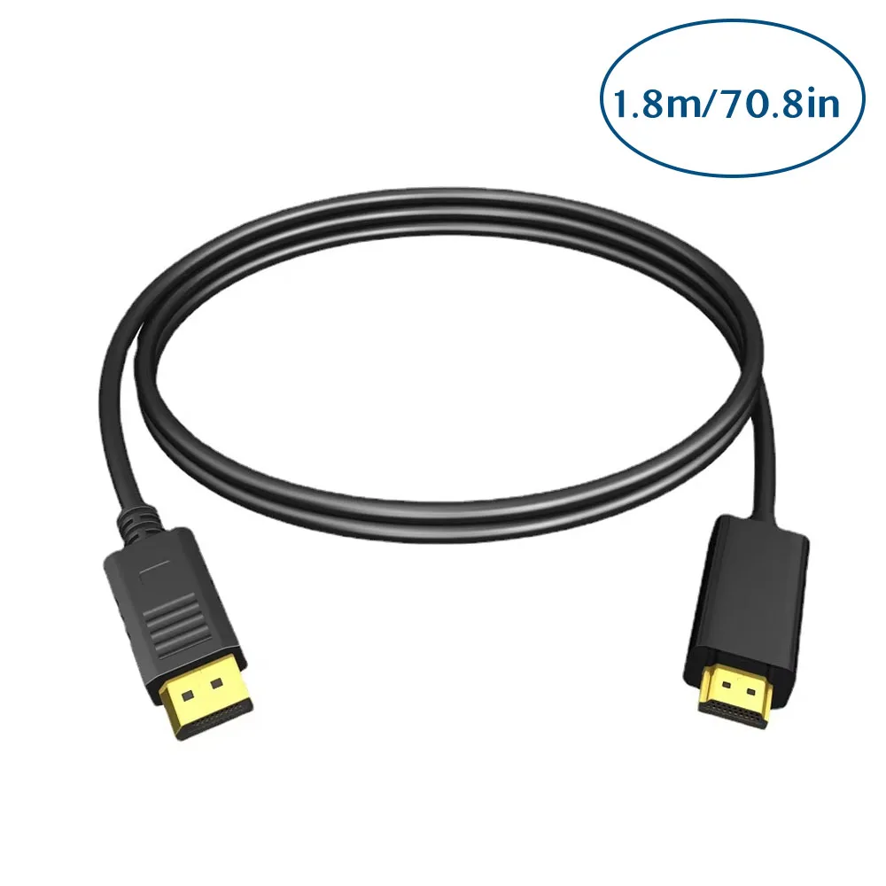 1,8M DisplayPort - HDMI Kablosu Altın Kaplama DP - HDMI Kablosu, Ekran Bağlantı Noktası - HDMI Adaptörü