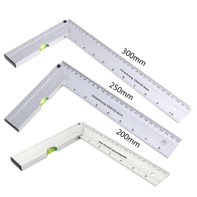 

Carpentry Straight Ruler Thickening Aluminum Woodworking Square Gauge 200/250/300mm 90° Carpenter Ruler Good Stability