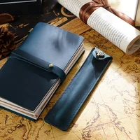 AIGUONIU Genuine Leather Pen Pouch Holder Single Pencil Bag Pen Case With Snap Button For Rollerball