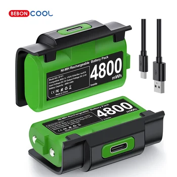 BEBONCOOL per Xbox One/SeriesX | Batterie per Controller S, 2 Pacchi da 4800mWh, Kit di Ricarica e Gioco, Cavo di Ricarica USB-C/4 Cover