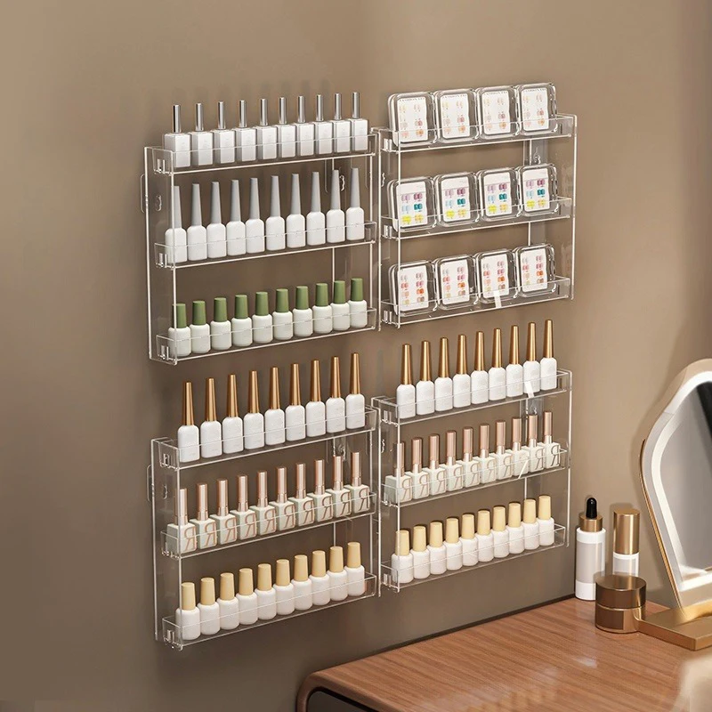 3 Layers Acrylic Nail Polish Display Rack Transparent Cosmetic Organizer Multi-layer Simple Mounting Rack Stand Holder 4