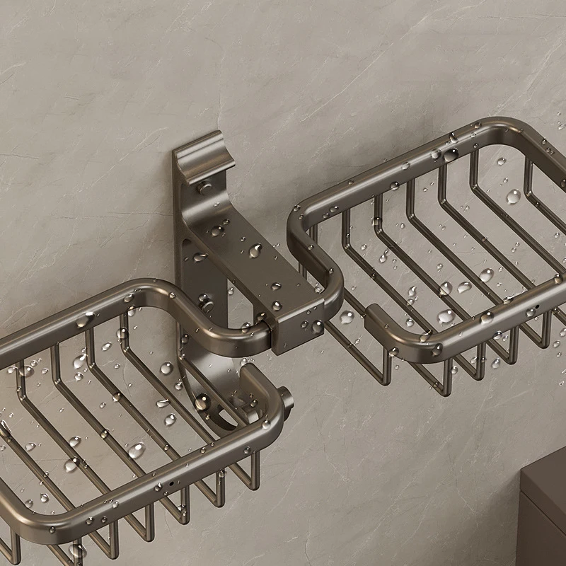 Wall Mounted Bathroom Soap Dish Holder Kitchen Sponge Storage Shelf Aluminum Self-adhesive Soap Box Basket Rack Home Organizer soap holder,soap dish rack