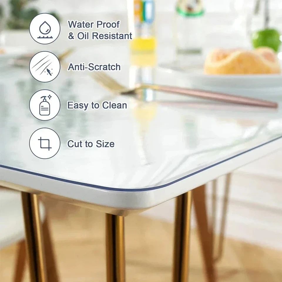 Tablecloth Oil Proof Glass Soft tablecloth Flexible Table Protective Table Cover Transparent Waterproof Kitchen Decor of Modern