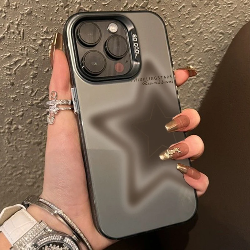 thumbnail image 1 of Funda para teléfono con diseño gráfico láser mate con estrellas manchadas para iPhone 16, 15, 14 Pro Max, fundas para iPhone 11, 12, 13, XS, X, XR, 7, 8 Plus, 15, cubierta enchapada, 1 of 4