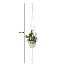 Bohemian Handmade Macrame Hanging Plant Basket for Home and Garden Decor (B - 105cm)