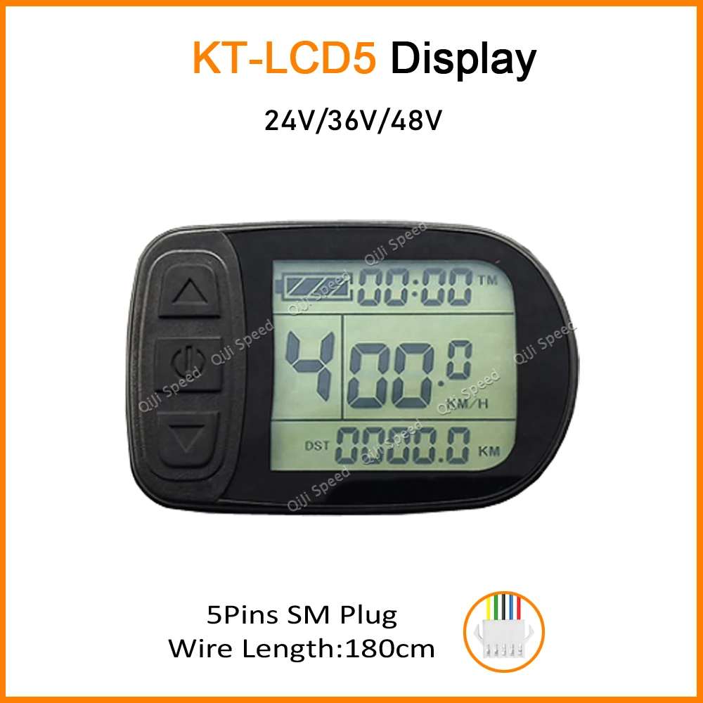 KT LCD5 클래식 방수 전기자전거 대시보드, 쿤텡 KT 컨트롤러 및 미터 키트용 24V 36V 48V 플러그 앤 플레이 미터