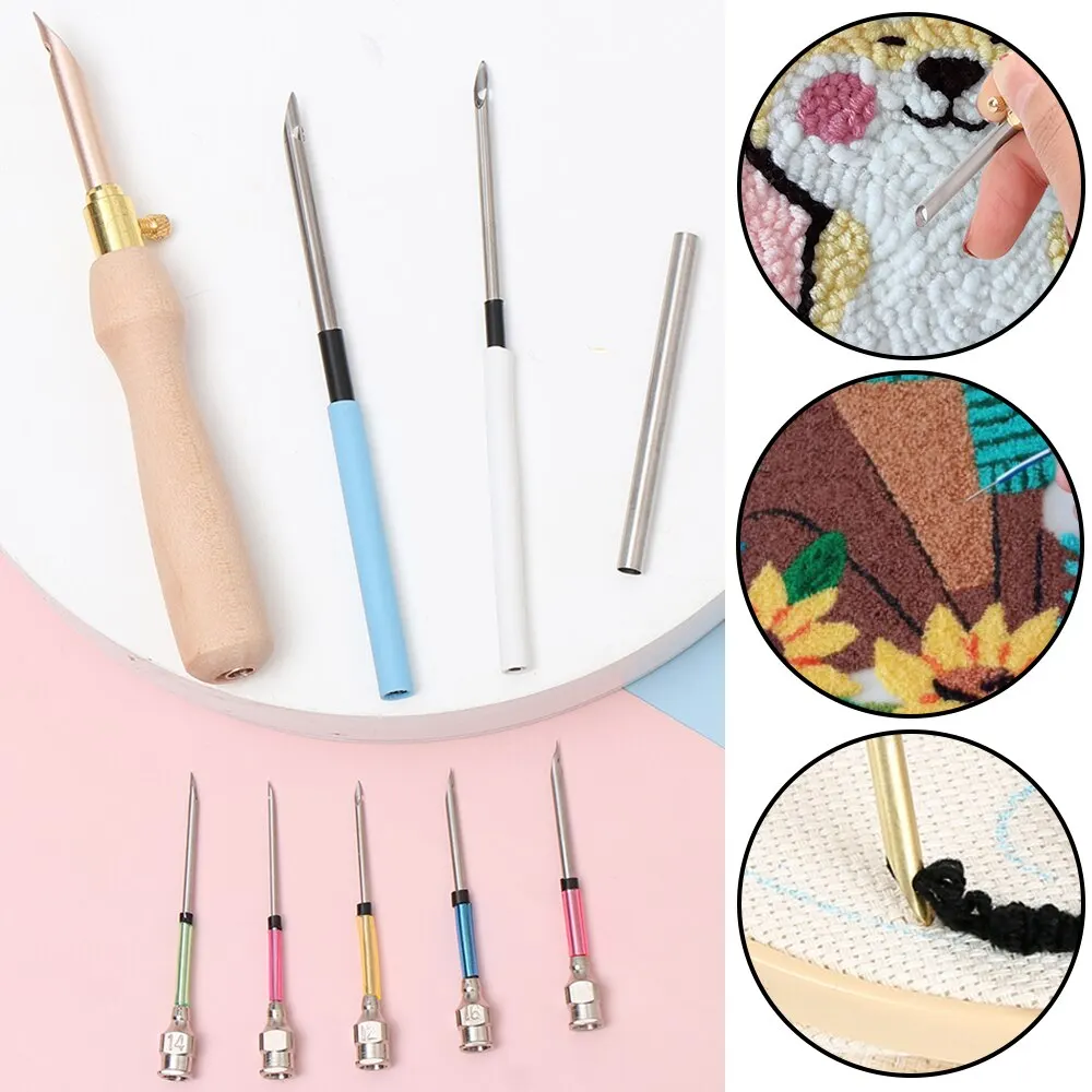 LMDZ 11Pcs Punch Needle Embroidery Kits Wooden Yarn Embroidery Pen Crochet Knitting DIY Craft Stitching Sewing Tools 2