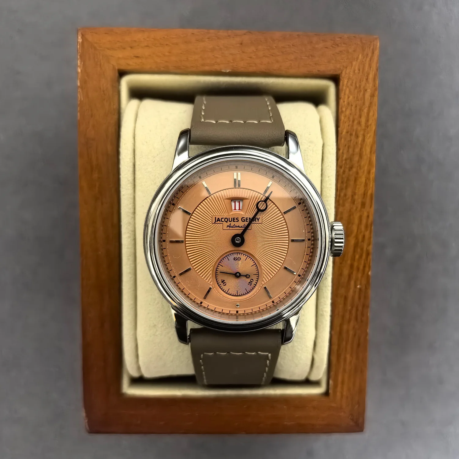 Jacques Genry Men Automatic Watch 38mm Jump Hour Mechanical