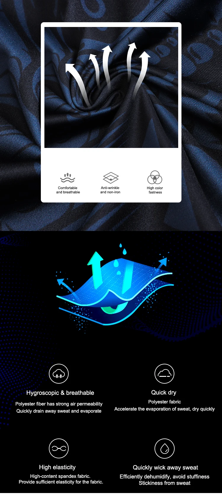 Stilvolles grafisches Kompressions-T-Shirt. Trendiges 3D-Druckdesign, schnell trocknend für intensives Training – Detail 2