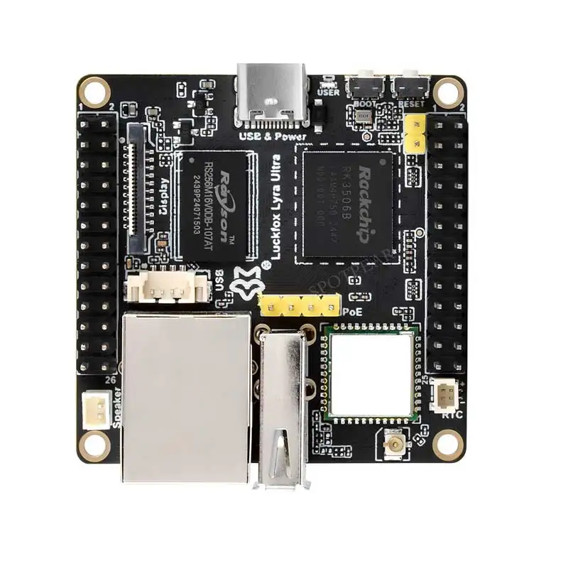Luckfox Lyra Ultra RK3506B OnBoard EMMC-8GB Mic Option WiFi6 /PoE Audio Display Port development board,emmc module