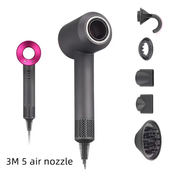 Leafless Hollow Electric Hair Dryer 220V/110V Household Negative Ion Fast Drying Strong Constant High-power Electric Hair Dryer 3M 5 air nozzle