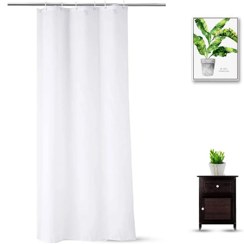 Shower Curtains White shower curtain 180 x 180 cm fabric shower lining waterproof and mildewproof 12 grommet holes