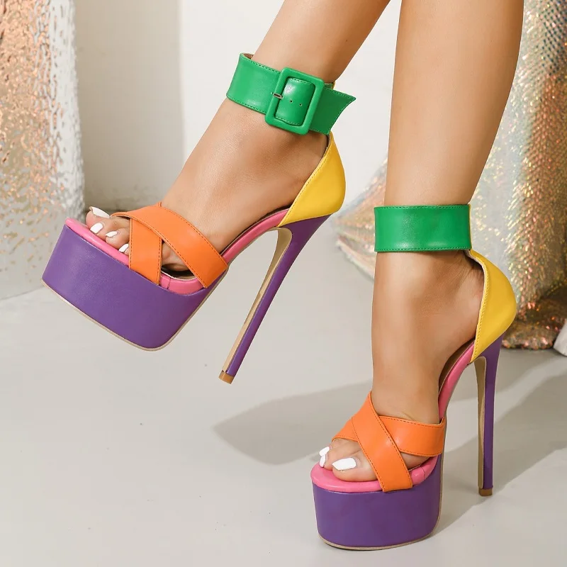 Women's heeled sandals side view