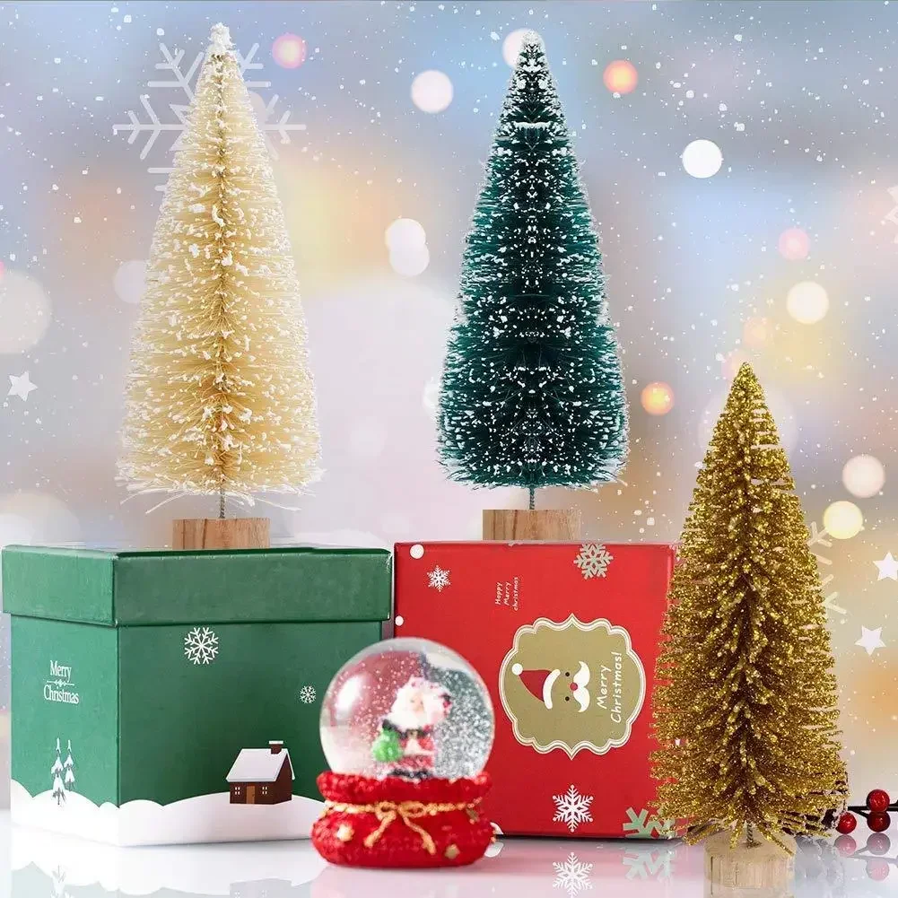 Mini Adornos de árbol de Navidad, adornos de mesa de Navidad, regalos de Navidad para el hogar, decoración de ventana de árbol con aguja de pino de cedro - Imagen 4