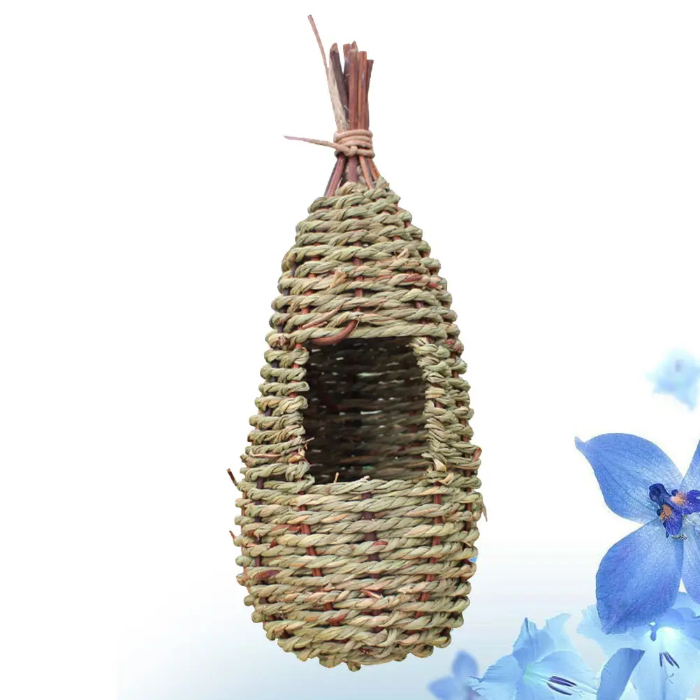 친환경 잔디로 짠 새집, 소박하고 아름다운 정원 창문 장 새집, 새 유인 및 번식을 위한 둥지